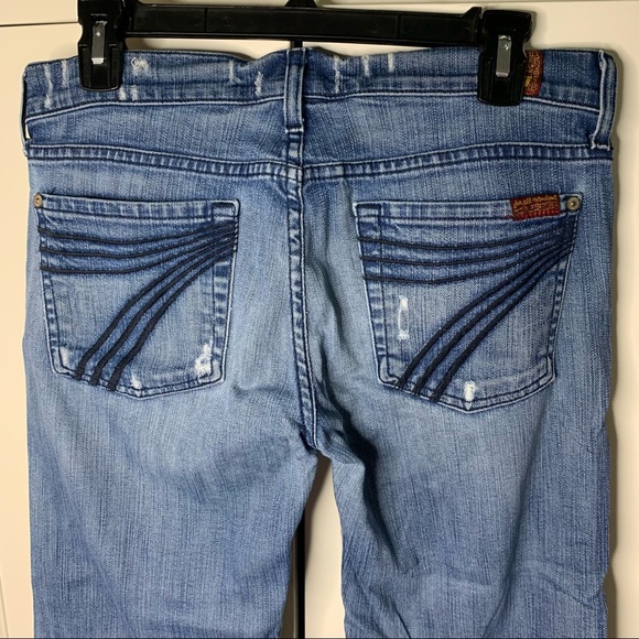 7 for All Mankind Bermuda Denim Shorts Crop Dojo Jeans - Picture 9 of 16